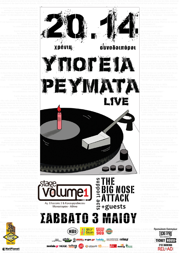 Τα ΥΠΟΓΕΙΑ ΡΕΥΜΑΤΑ γιορτάζουν «20 – 14»