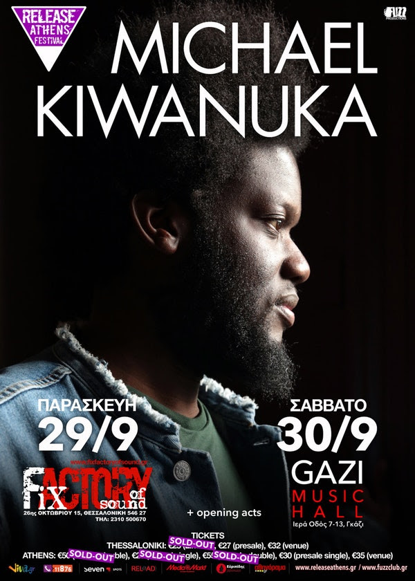 Ώρες εμφάνισης και opening acts για τις συναυλίες του MICHAEL KIWANUKΑ!
